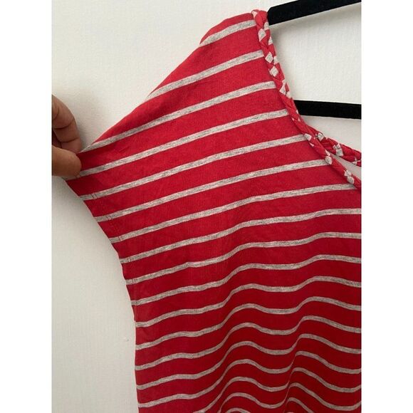 Two Vince Camuto T-Shirt Orange & Gray Striped Short Sleeve Knit Top Siz… - Picture 8 of 10
